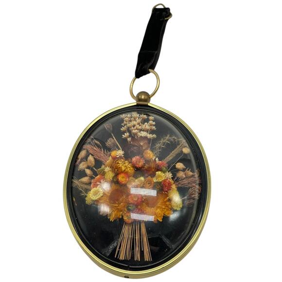 Other - Vintage Cideart Oval Bubble Glass Framed Dried Flowers